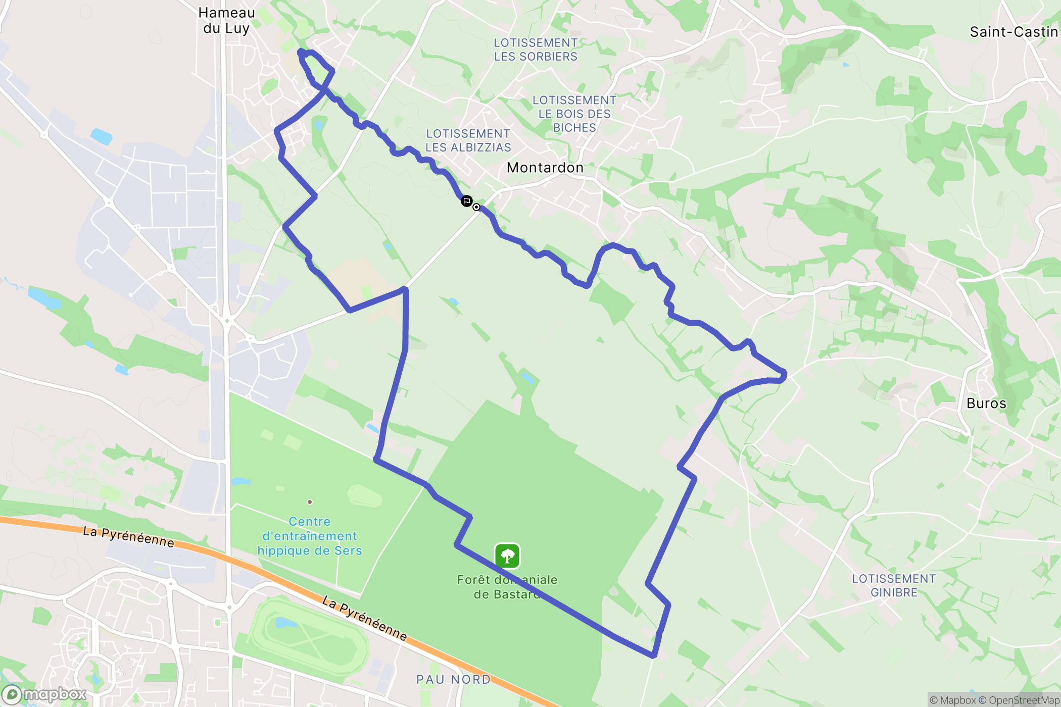 Montardon : carte du parcours de randonnée - France