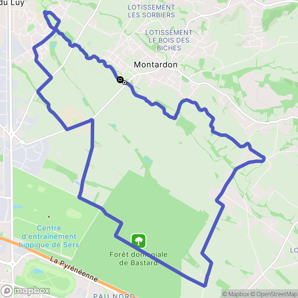 Montardon : carte du parcours de randonnée - France
