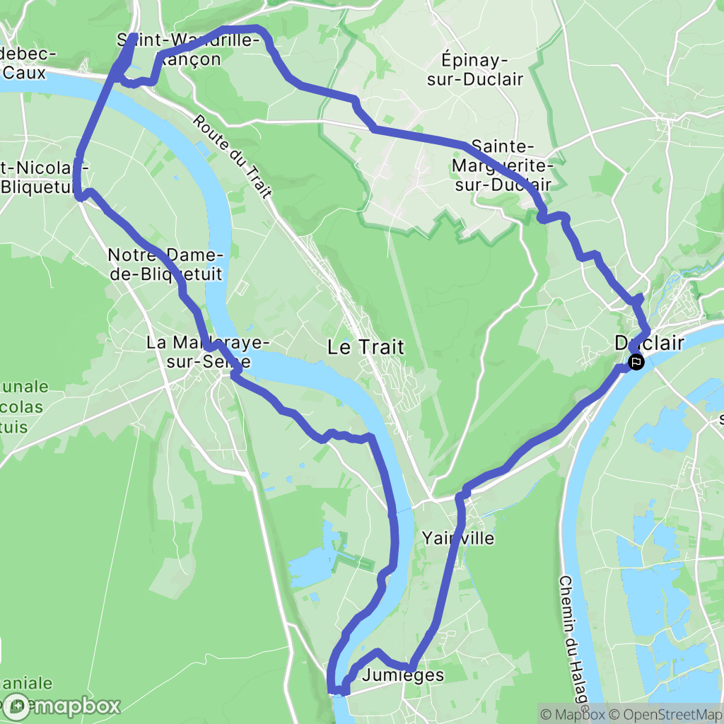 Duclair : carte du parcours de randonnée - France