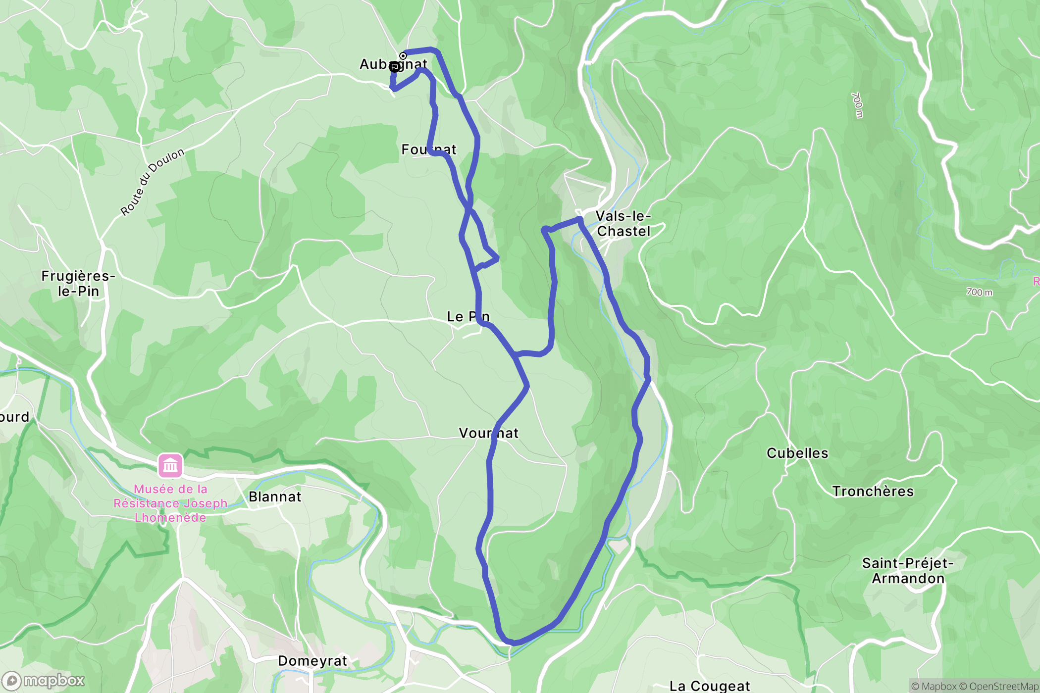 Frugières-le-Pin : carte du parcours de randonnée - France