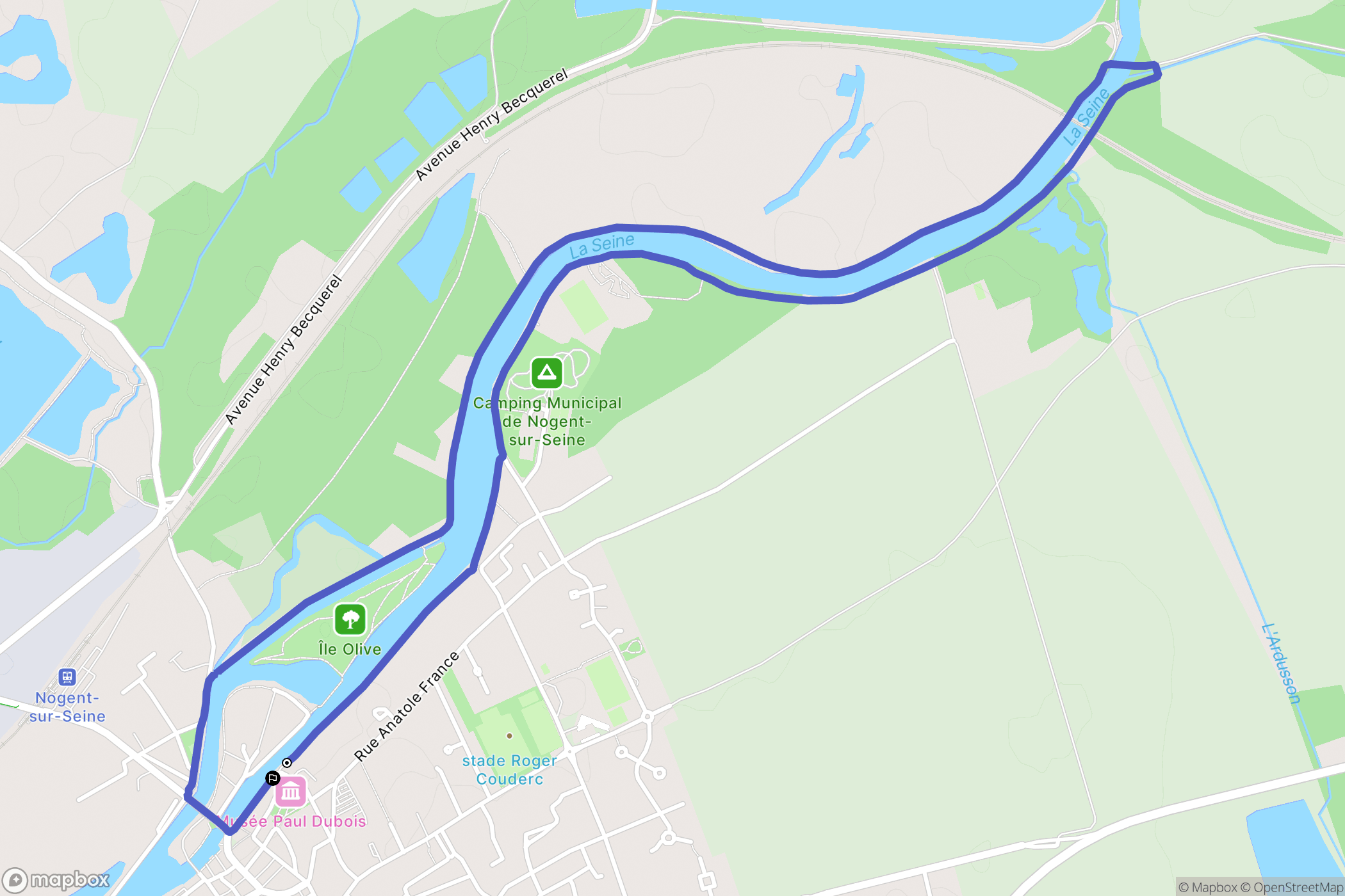 Nogent-sur-Seine : carte du parcours de randonnée - France
