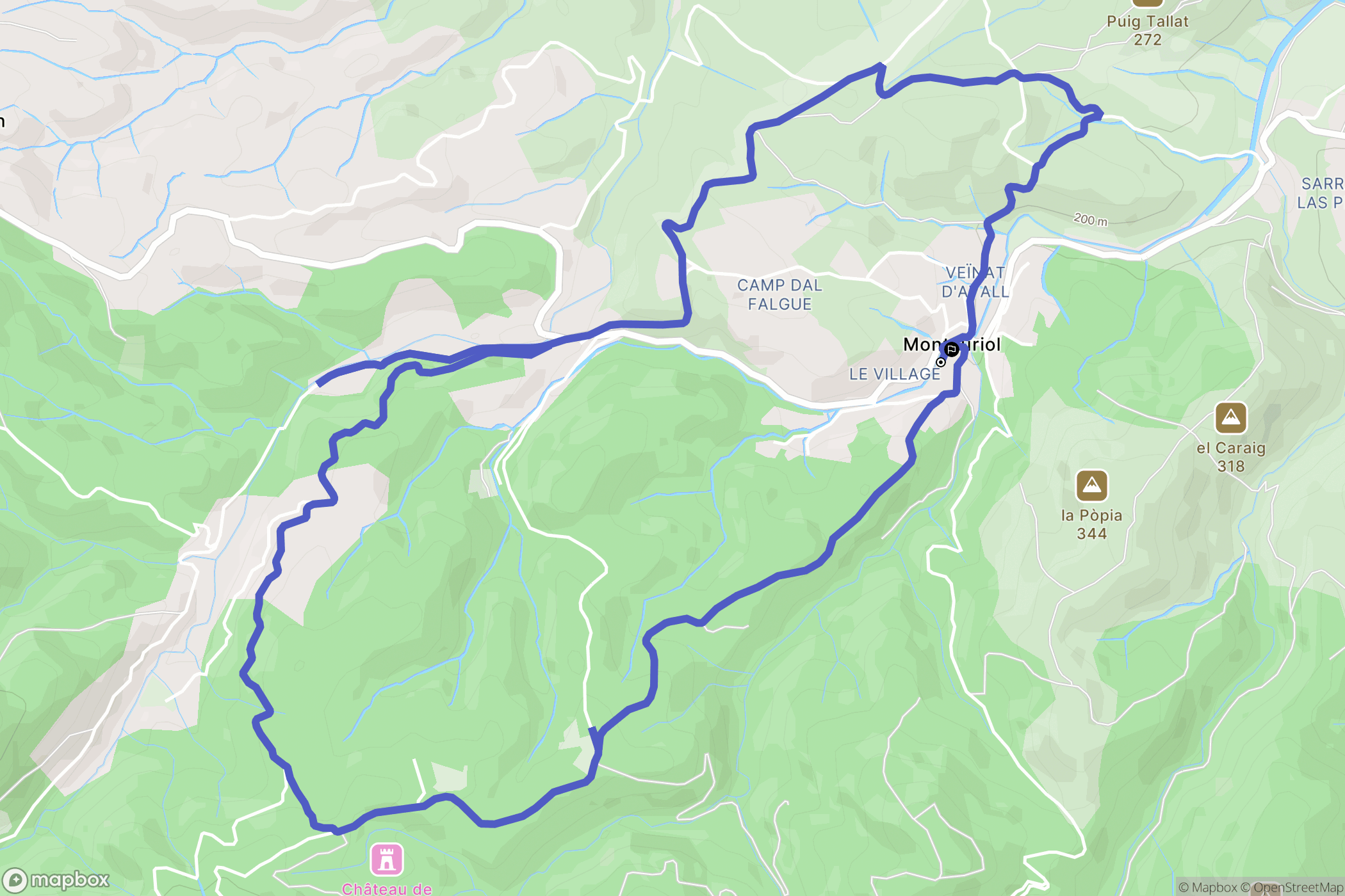 Montauriol : carte du parcours de randonnée - France