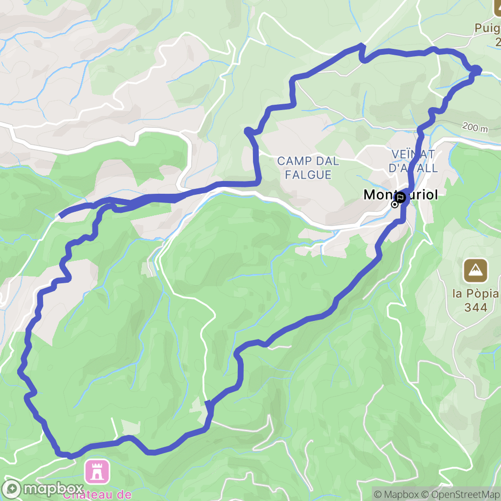 Montauriol : carte du parcours de randonnée - France