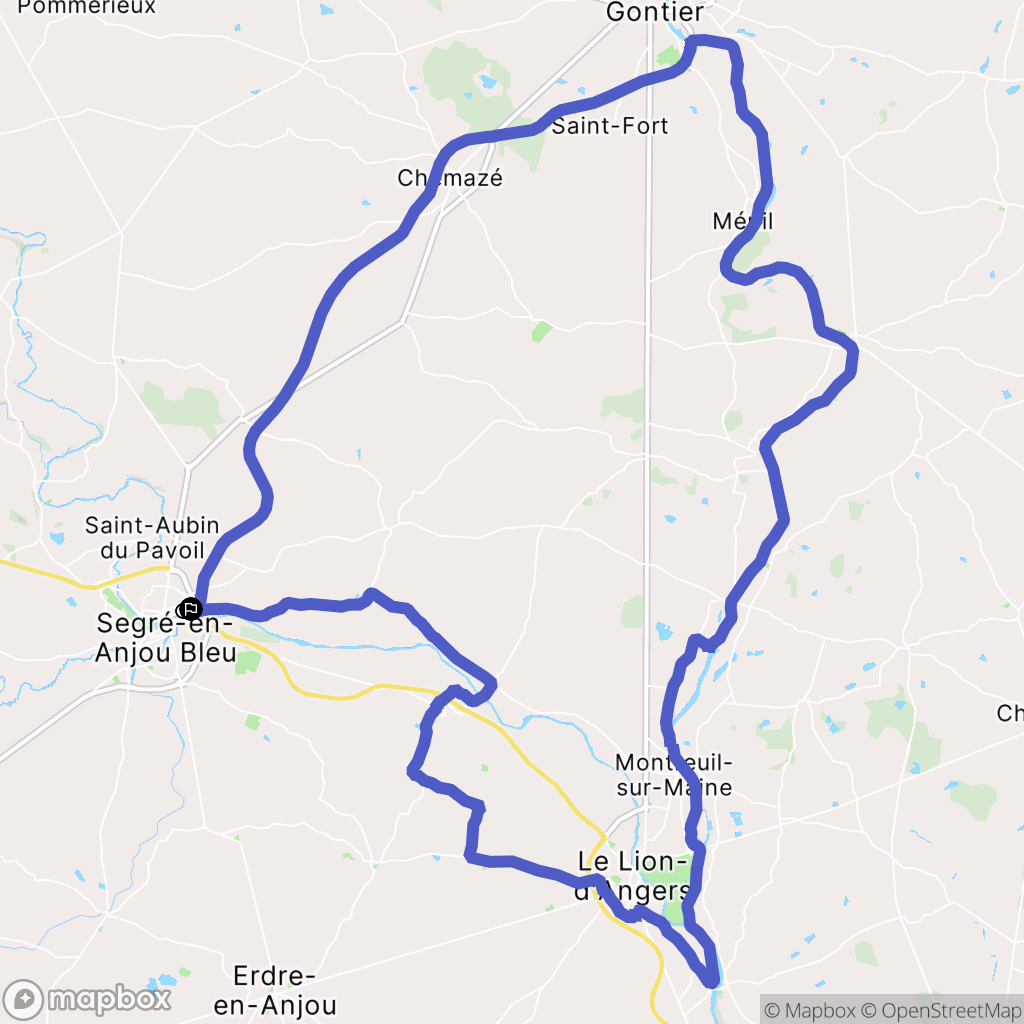 Segré-en-Anjou Bleu : carte du parcours de randonnée - France