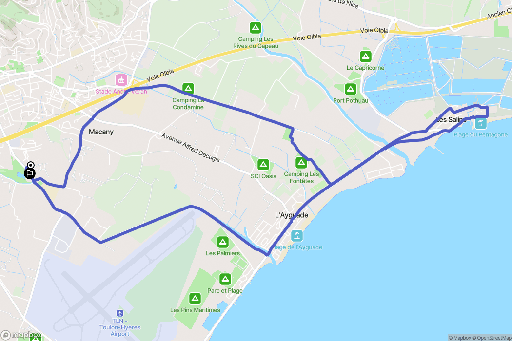Hyères : carte du parcours de randonnée - France