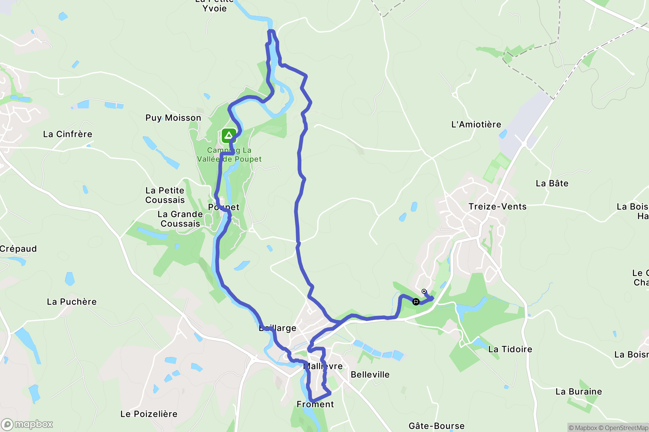Treize-Vents : carte du parcours de randonnée - France