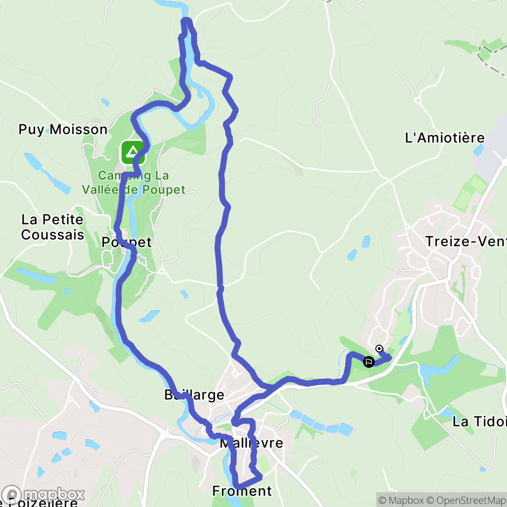 Treize-Vents : carte du parcours de randonnée - France