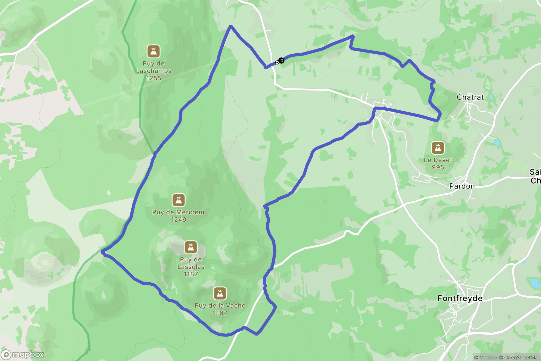 Saint-Genès-Champanelle : carte du parcours de randonnée - France