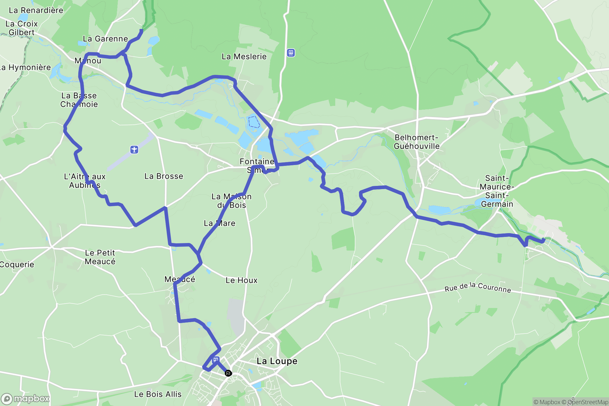 La Loupe : carte du parcours de randonnée - France
