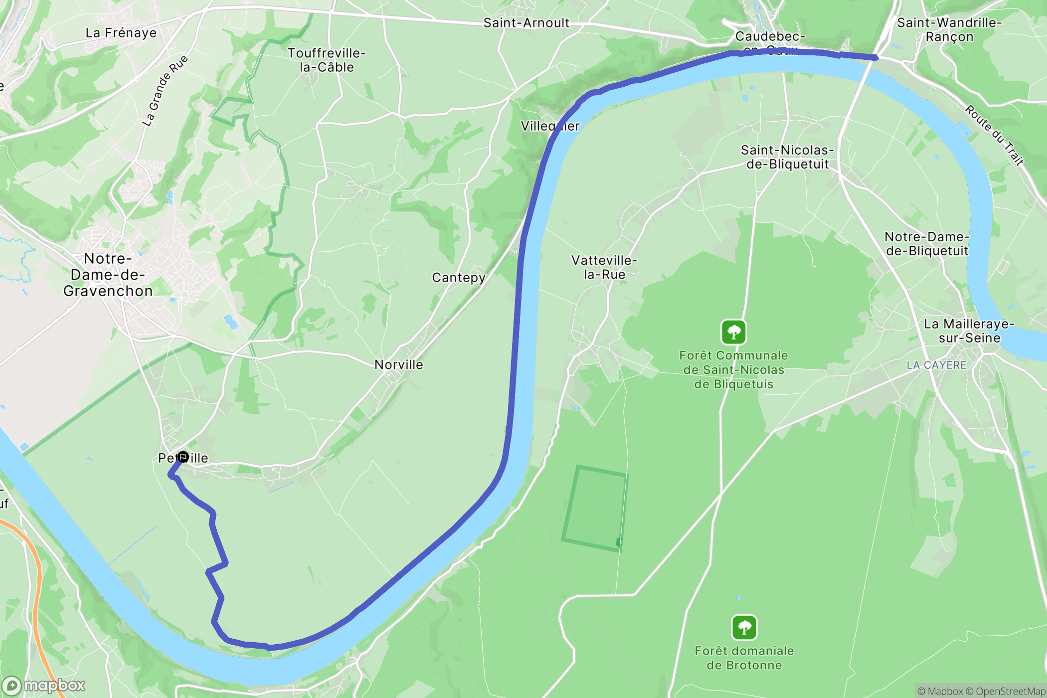 Petiville : carte du parcours de randonnée - France