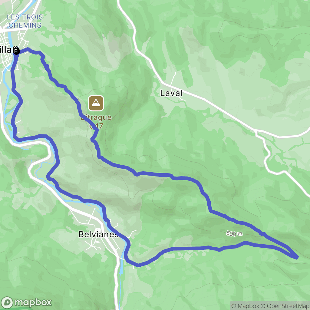 Quillan : carte du parcours de randonnée - France