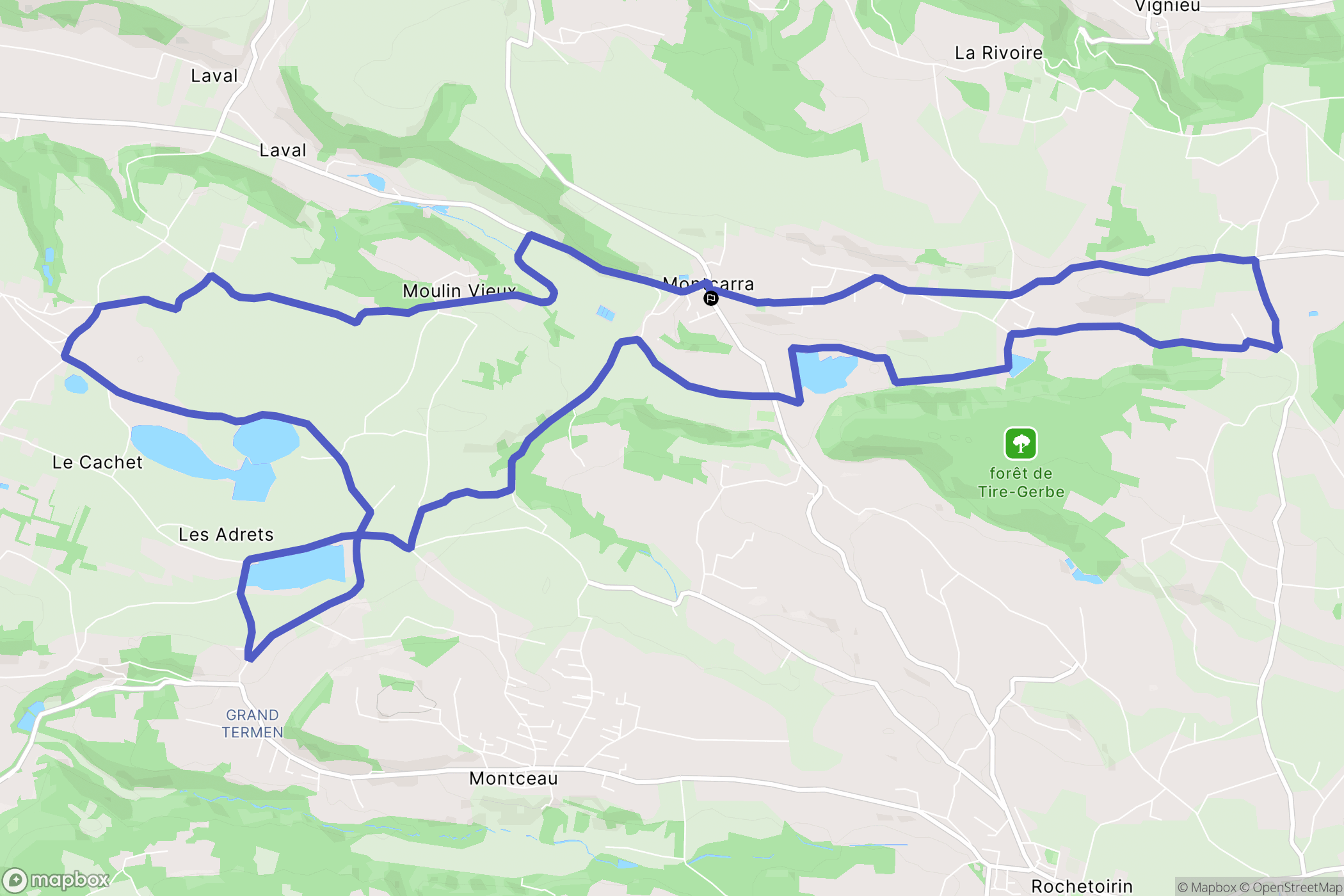 Montcarra : carte du parcours de randonnée - France