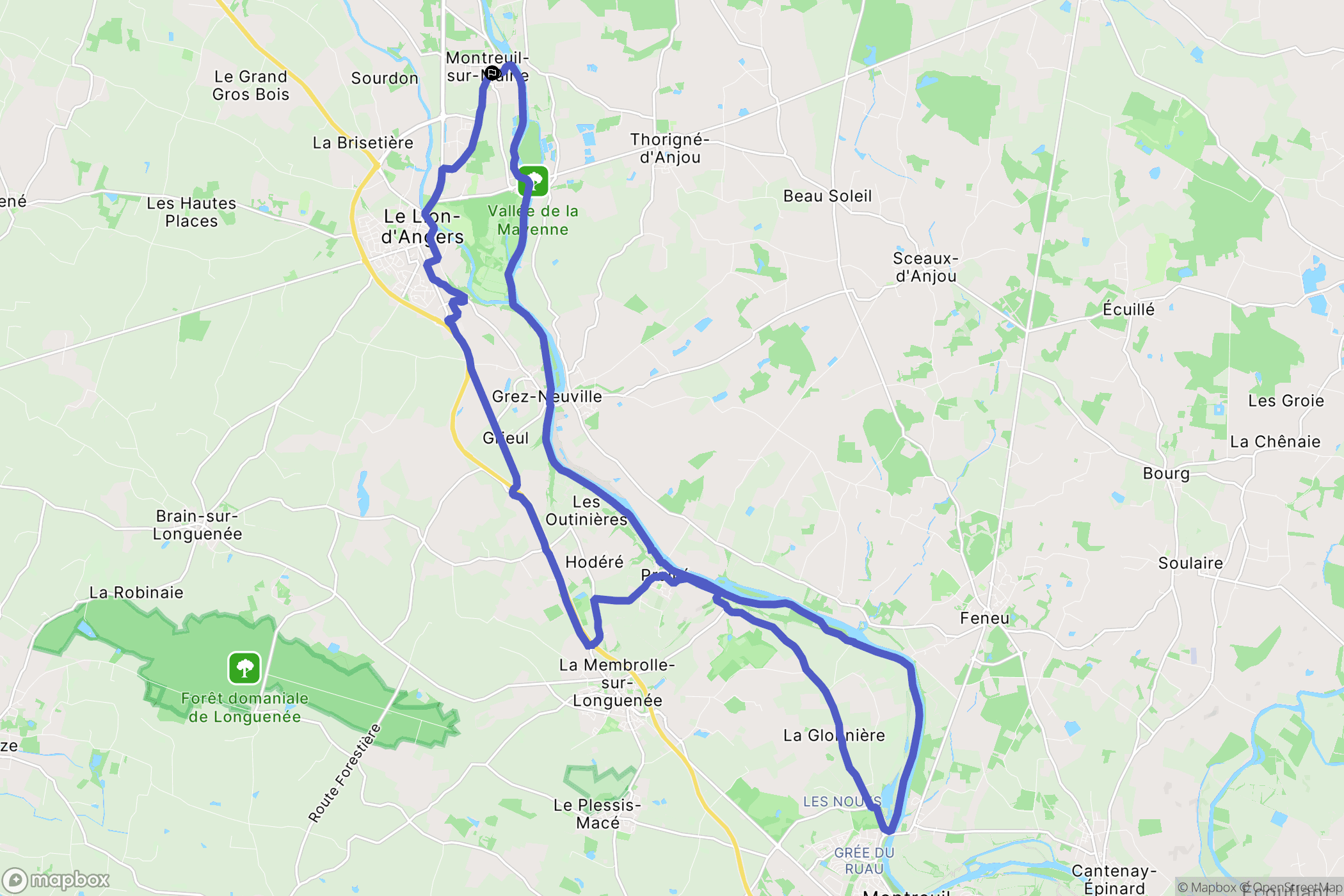 Montreuil-sur-Maine : carte du parcours de randonnée - France