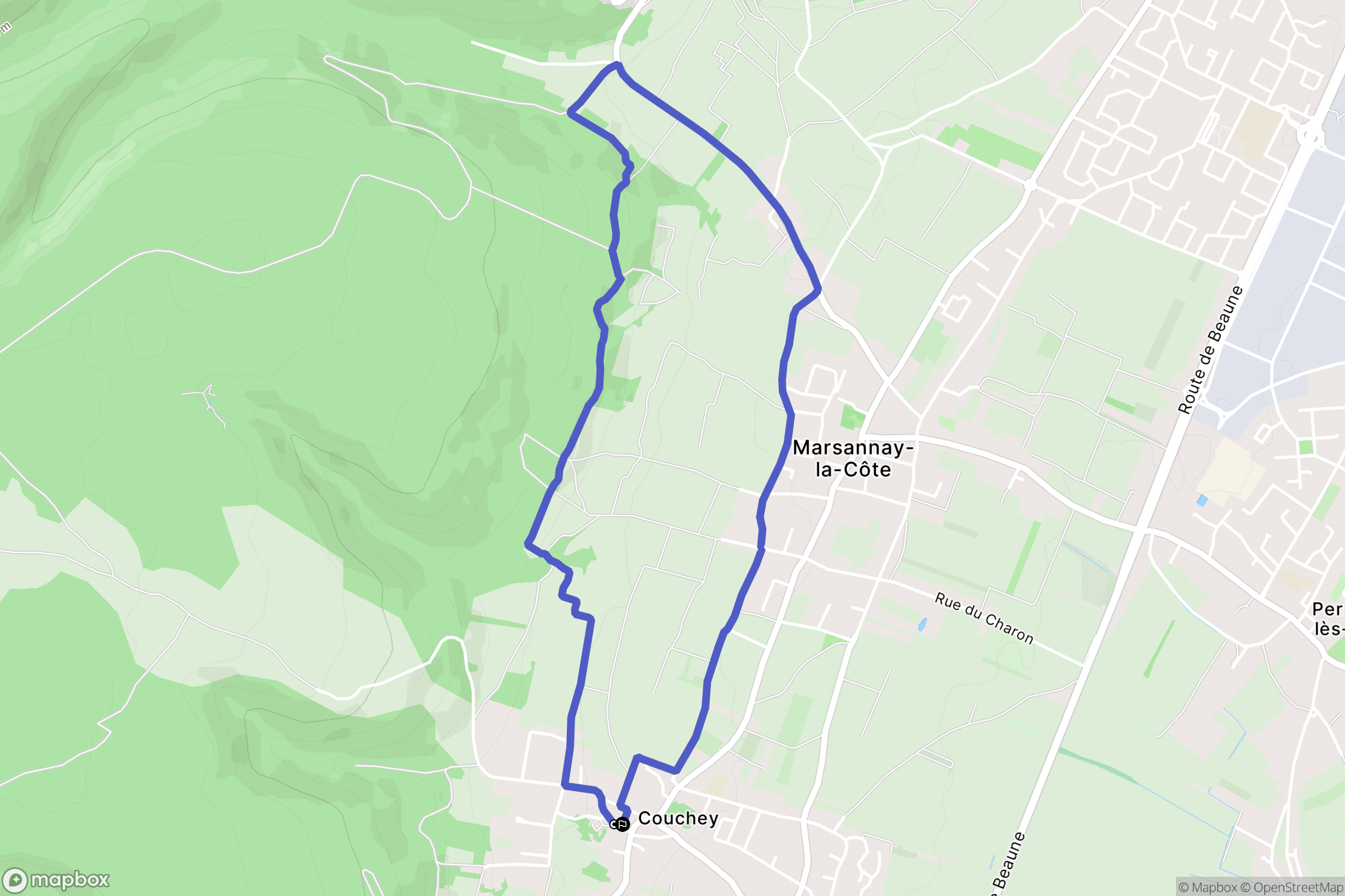 Couchey : carte du parcours de randonnée - France