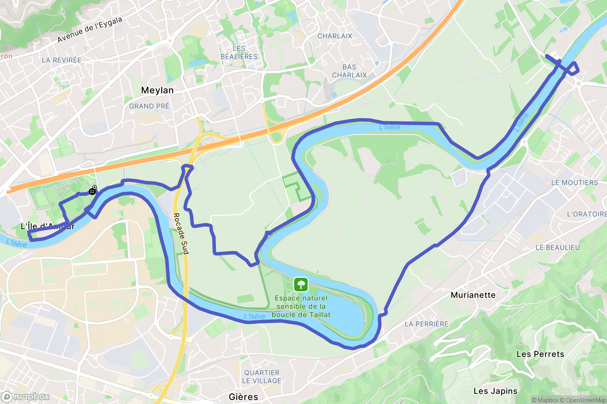 Meylan : carte du parcours de randonnée - France