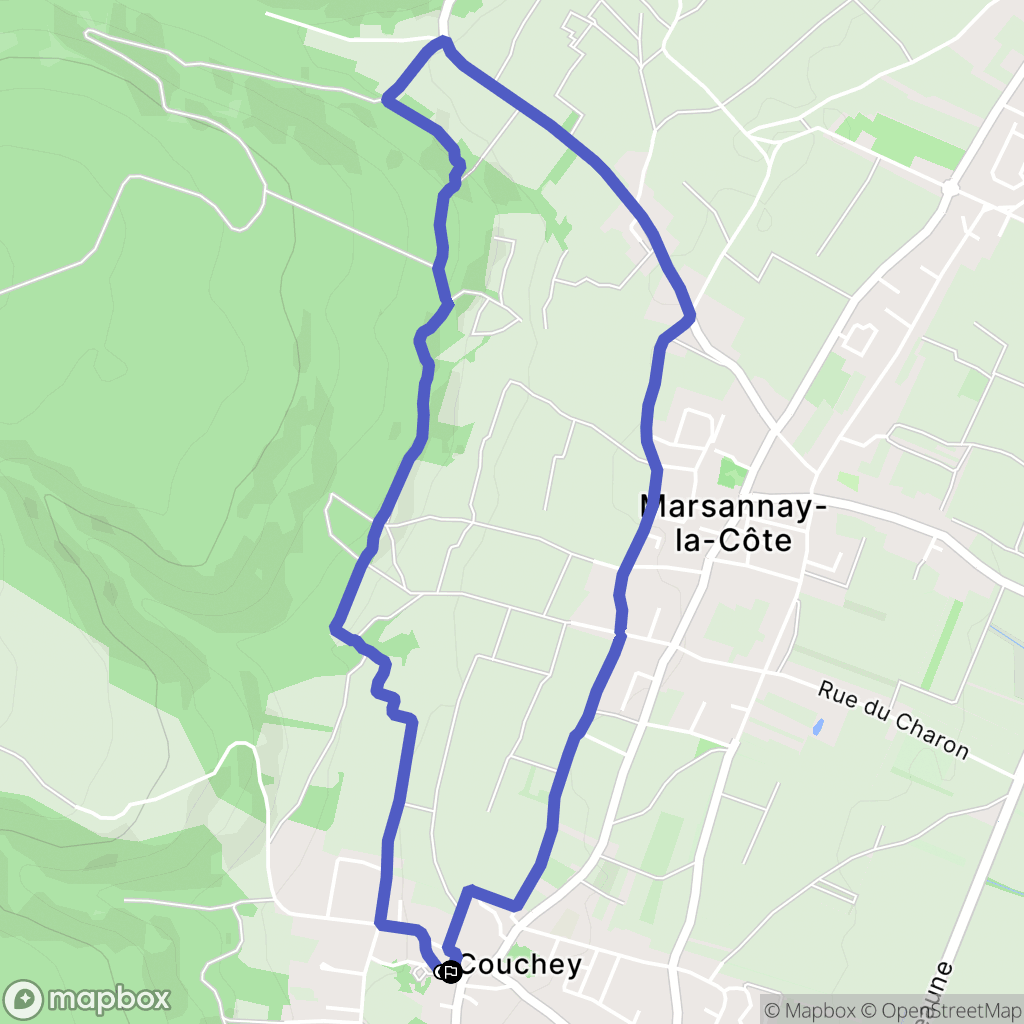 Couchey : carte du parcours de randonnée - France