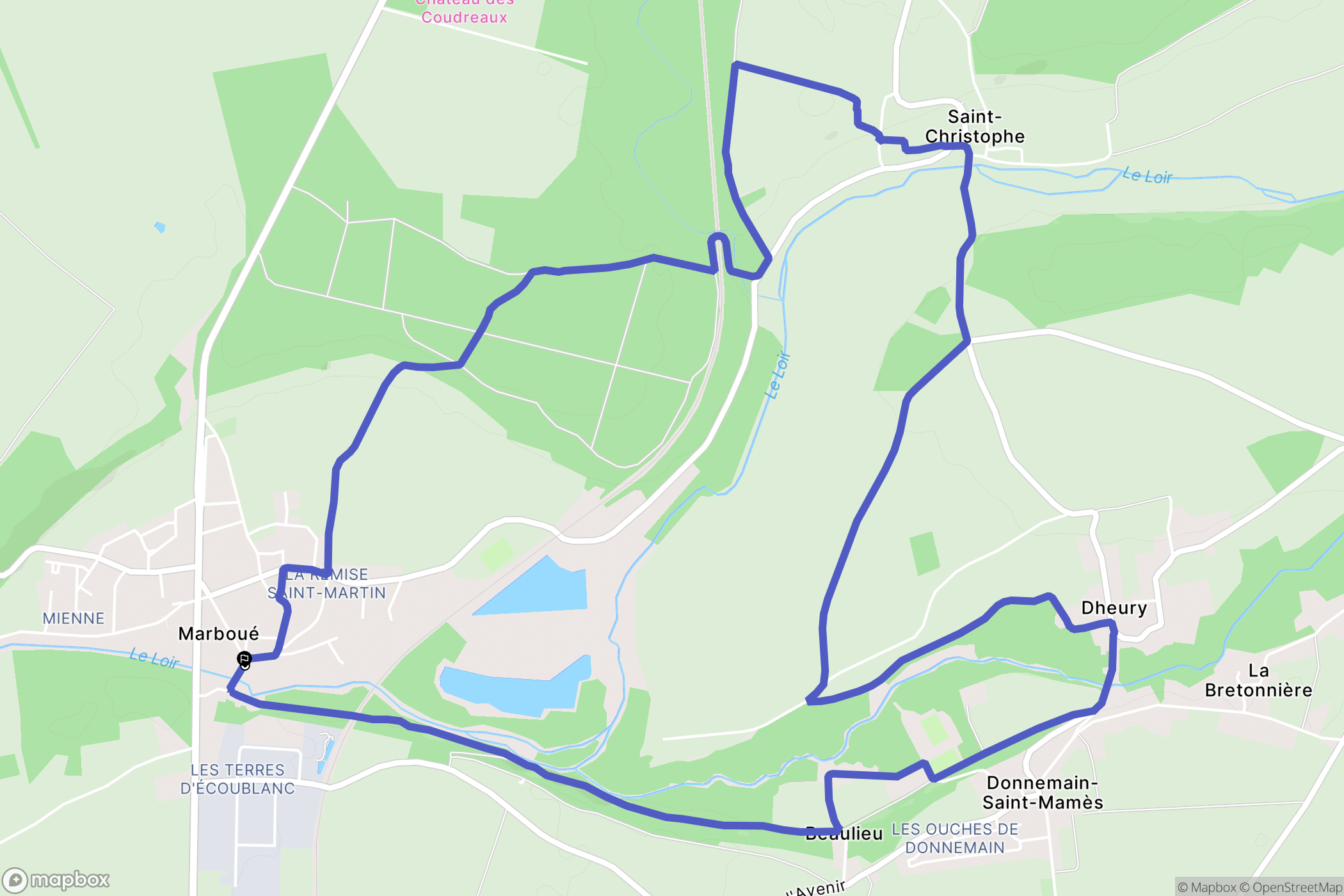 Marboué : carte du parcours de randonnée - France