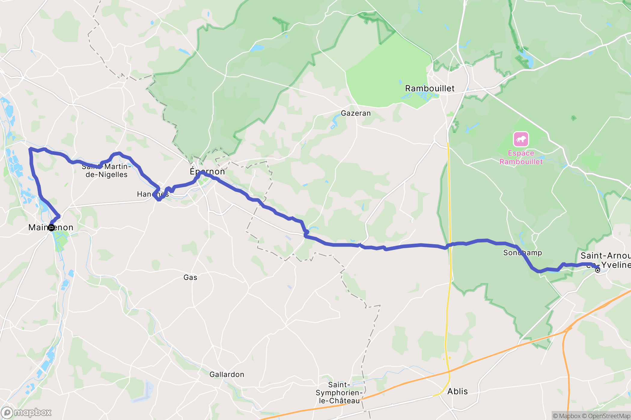Saint-Arnoult-en-Yvelines : carte du parcours de randonnée - France