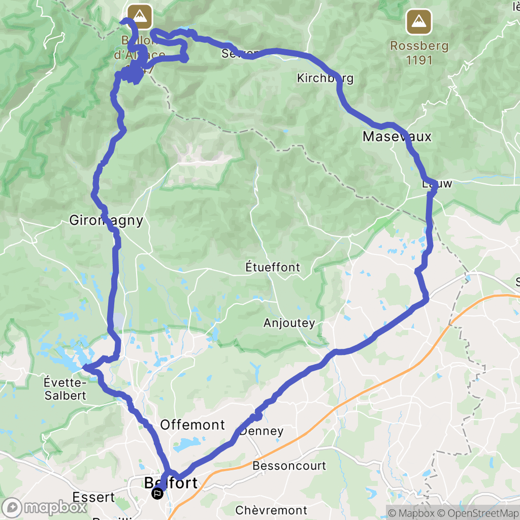 Belfort : carte du parcours de randonnée - France