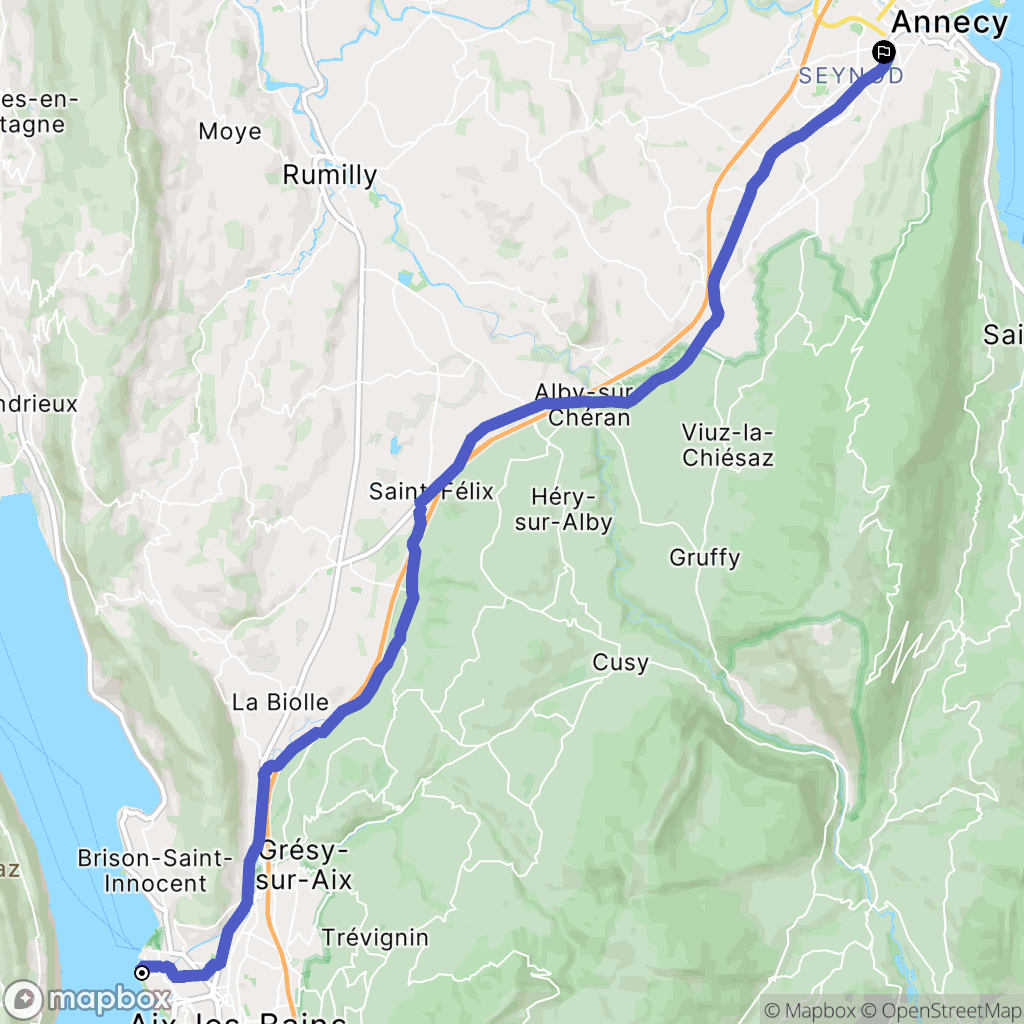 Aix-les-Bains : carte du parcours de randonnée - France