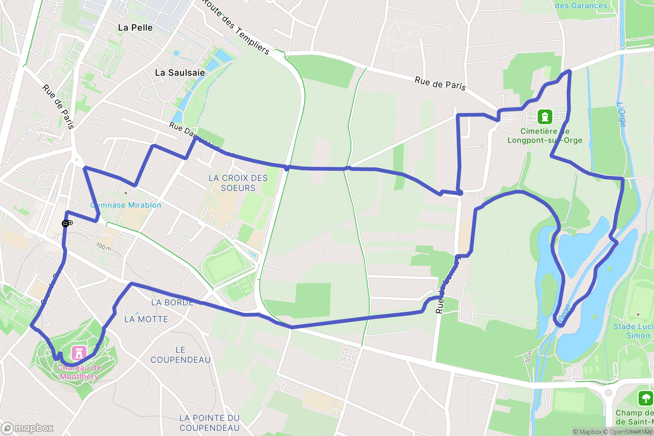 Montlhéry : carte du parcours de randonnée - France