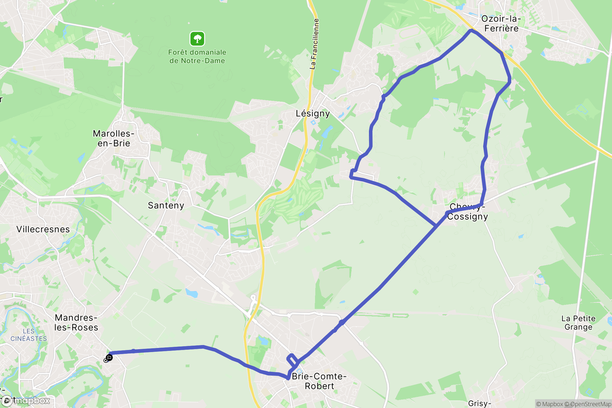 Périgny : carte du parcours de randonnée - France