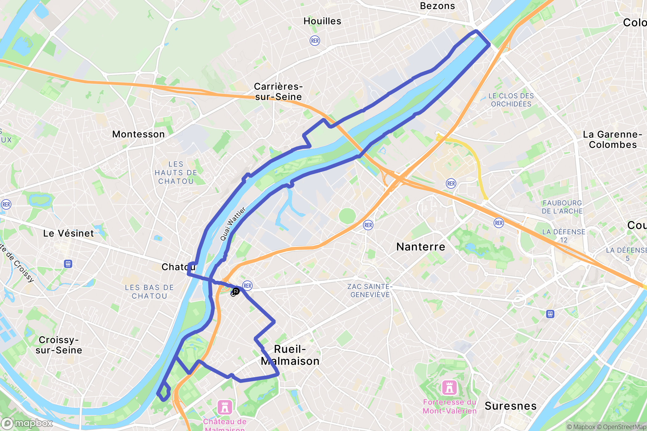 Rueil-Malmaison : carte du parcours de randonnée - France