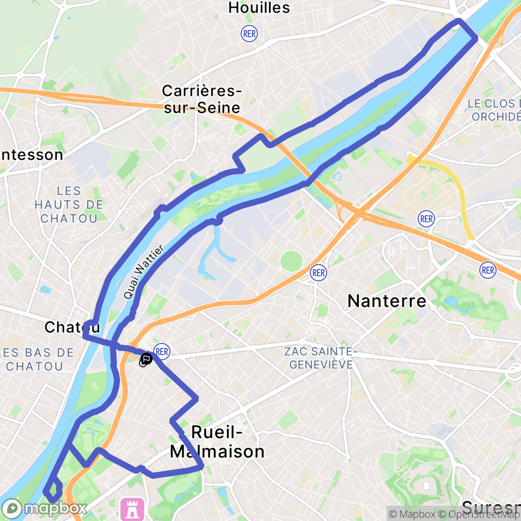 Rueil-Malmaison : carte du parcours de randonnée - France