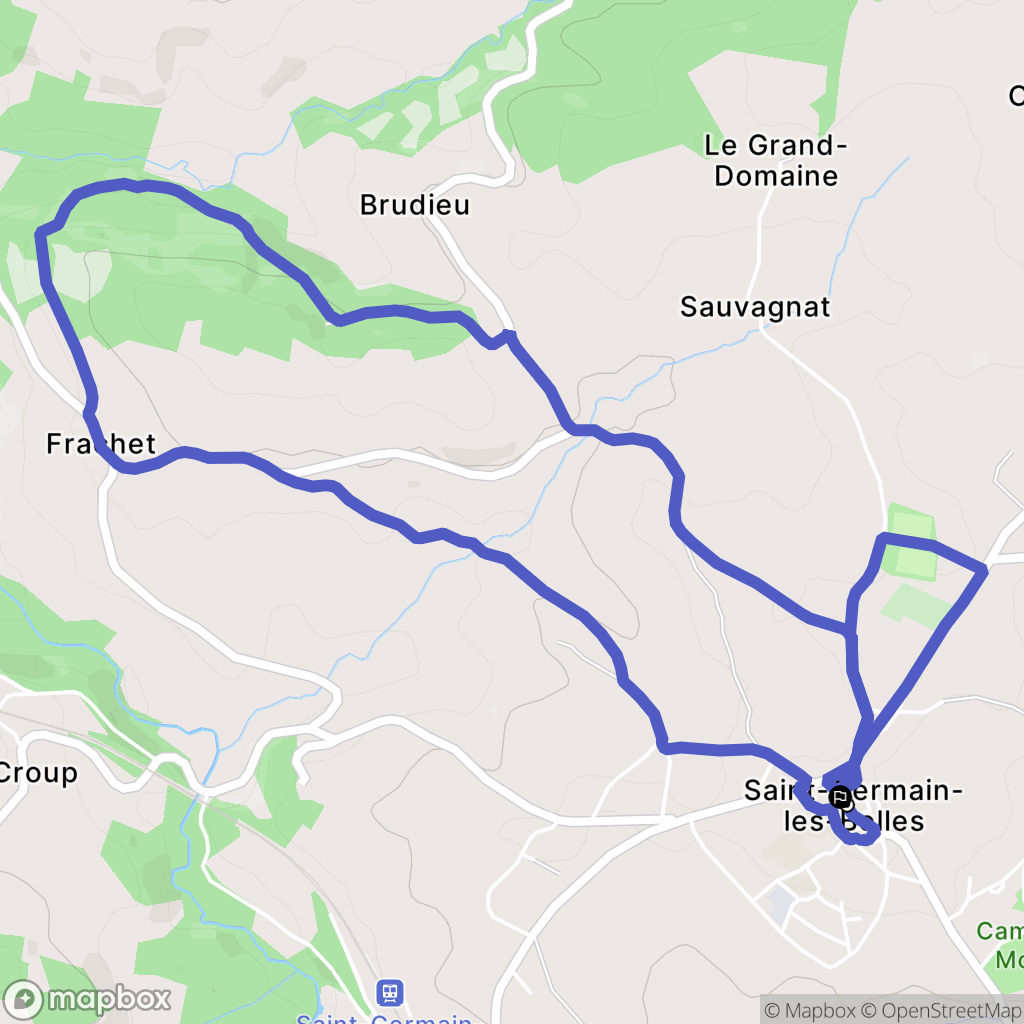 Saint-Germain-les-Belles : carte du parcours de randonnée - France