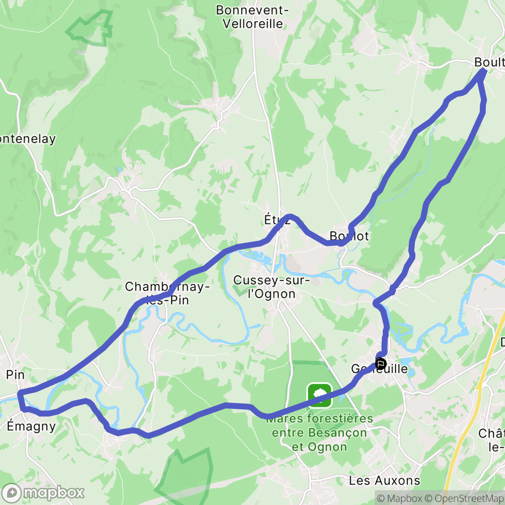 Geneuille : carte du parcours de randonnée - France