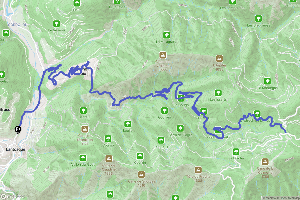 Lantosque : carte du parcours de randonnée - France