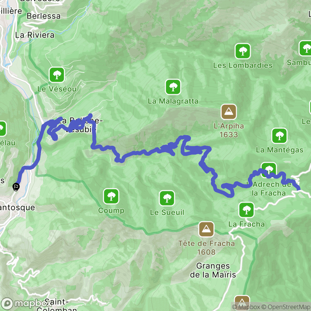 Lantosque : carte du parcours de randonnée - France