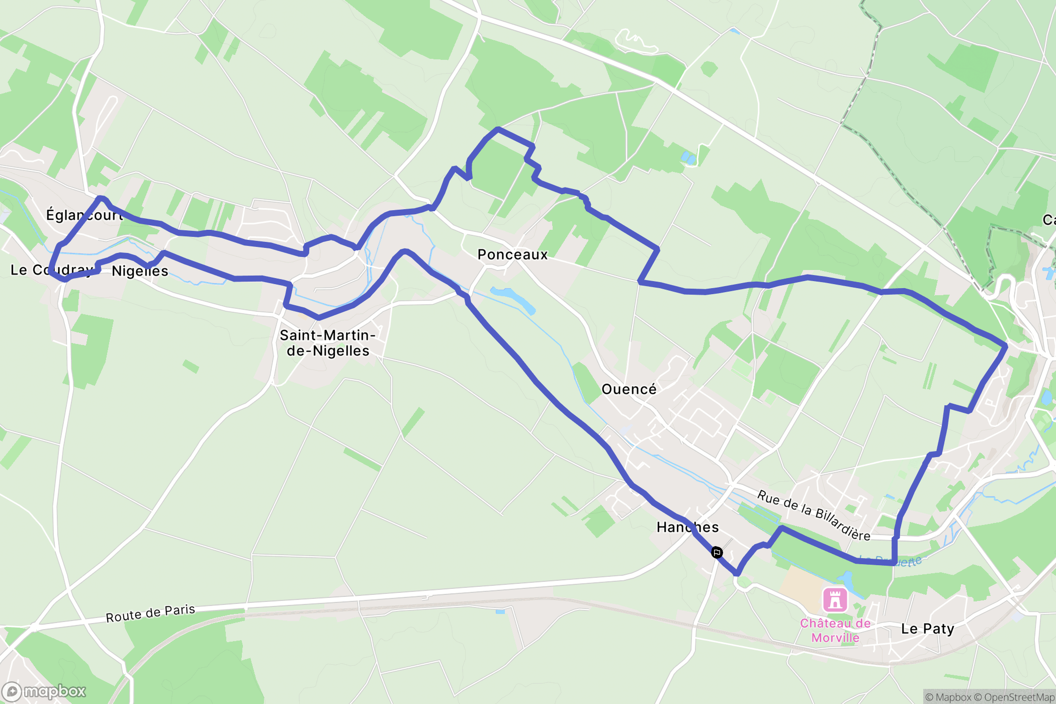 Hanches : carte du parcours de randonnée - France