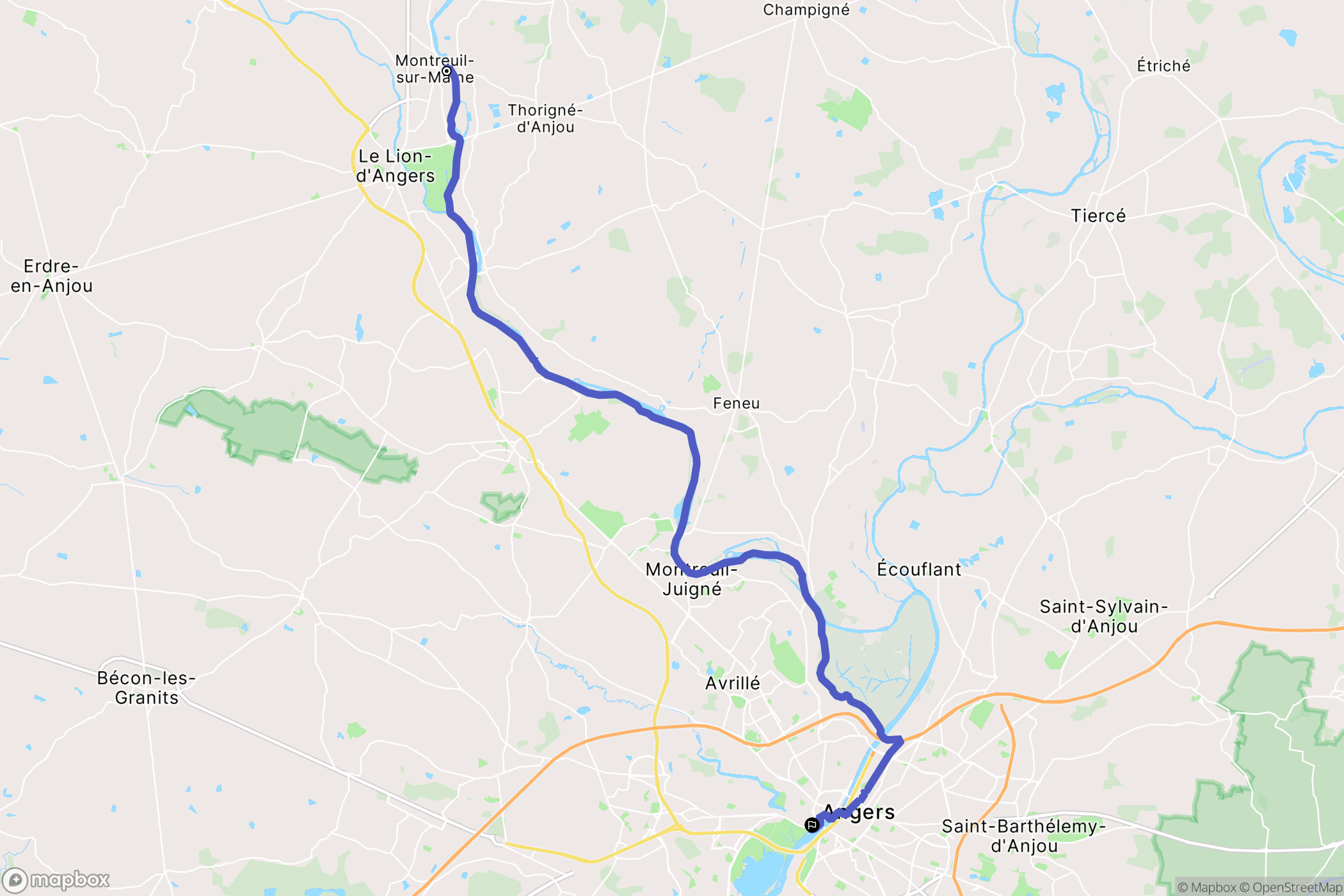 Montreuil-sur-Maine : carte du parcours de randonnée - France
