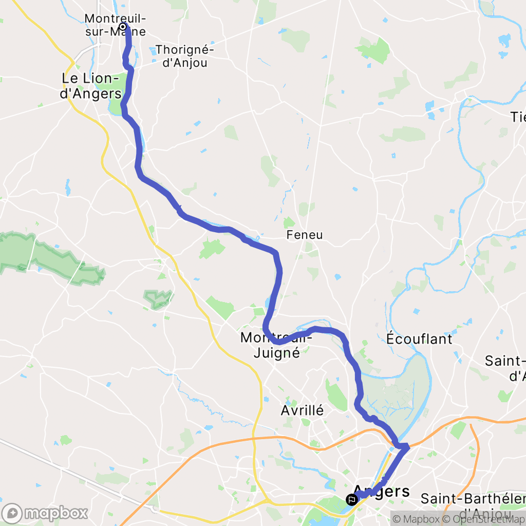 Montreuil-sur-Maine : carte du parcours de randonnée - France