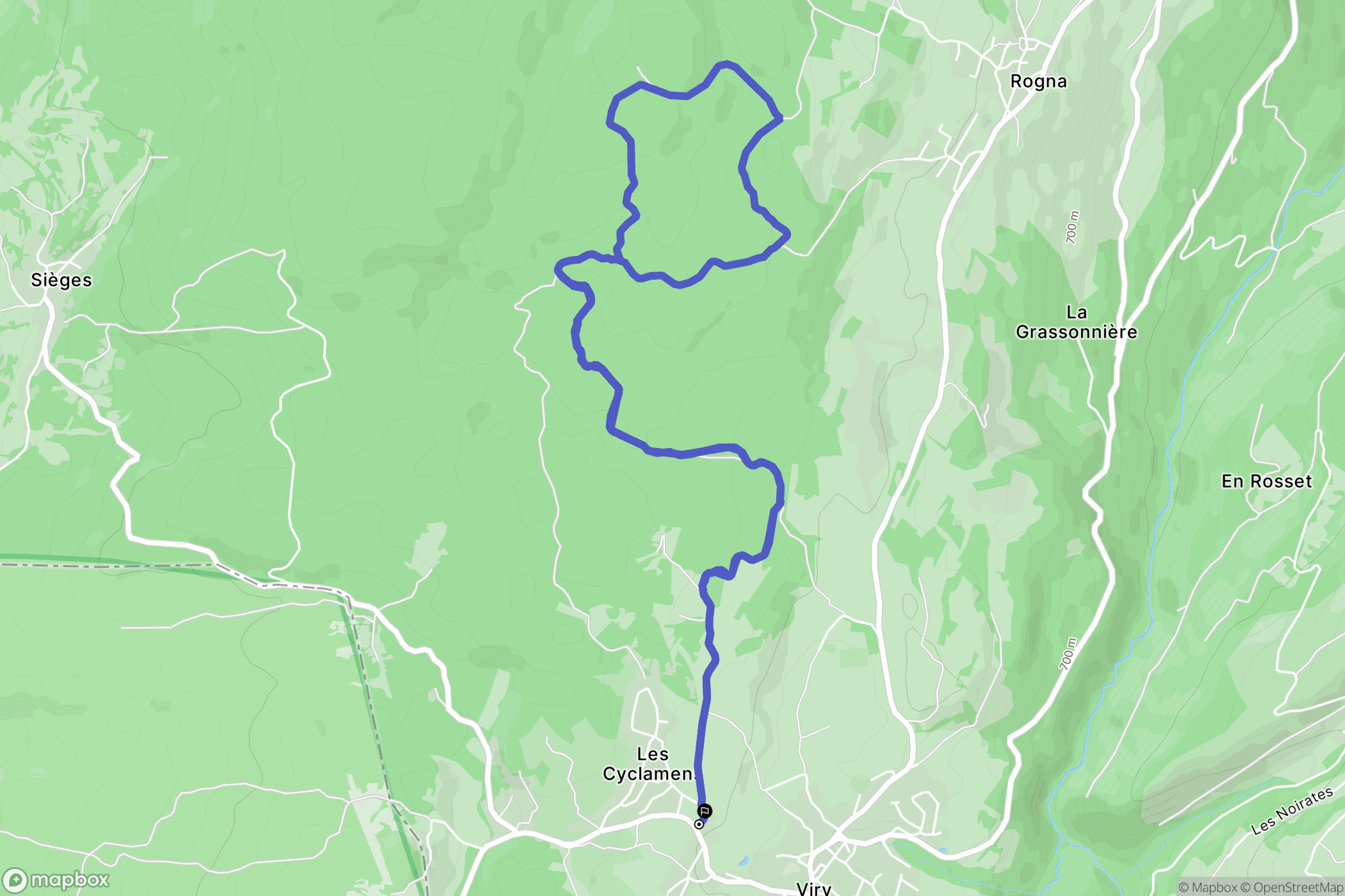 Viry : carte du parcours de randonnée - France