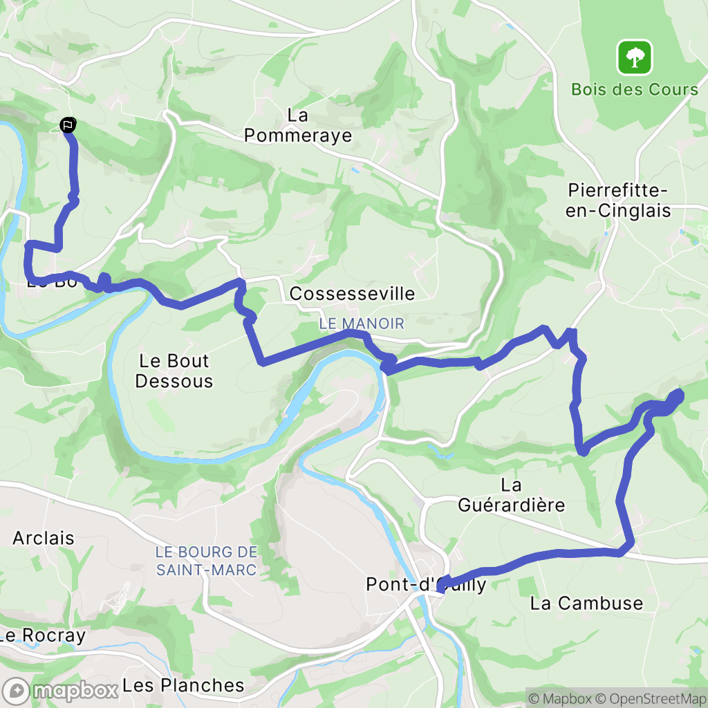 Le Vey : carte du parcours de randonnée - France