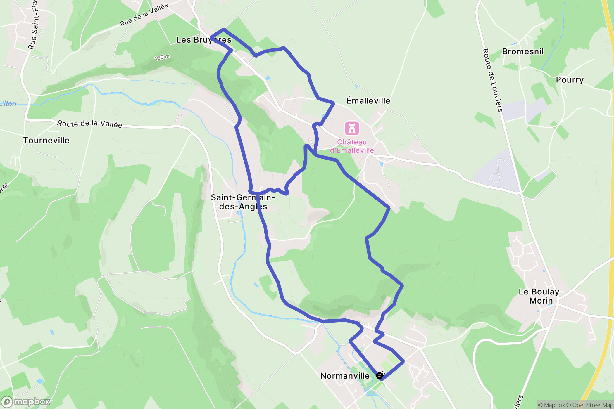 Normanville : carte du parcours de randonnée - France