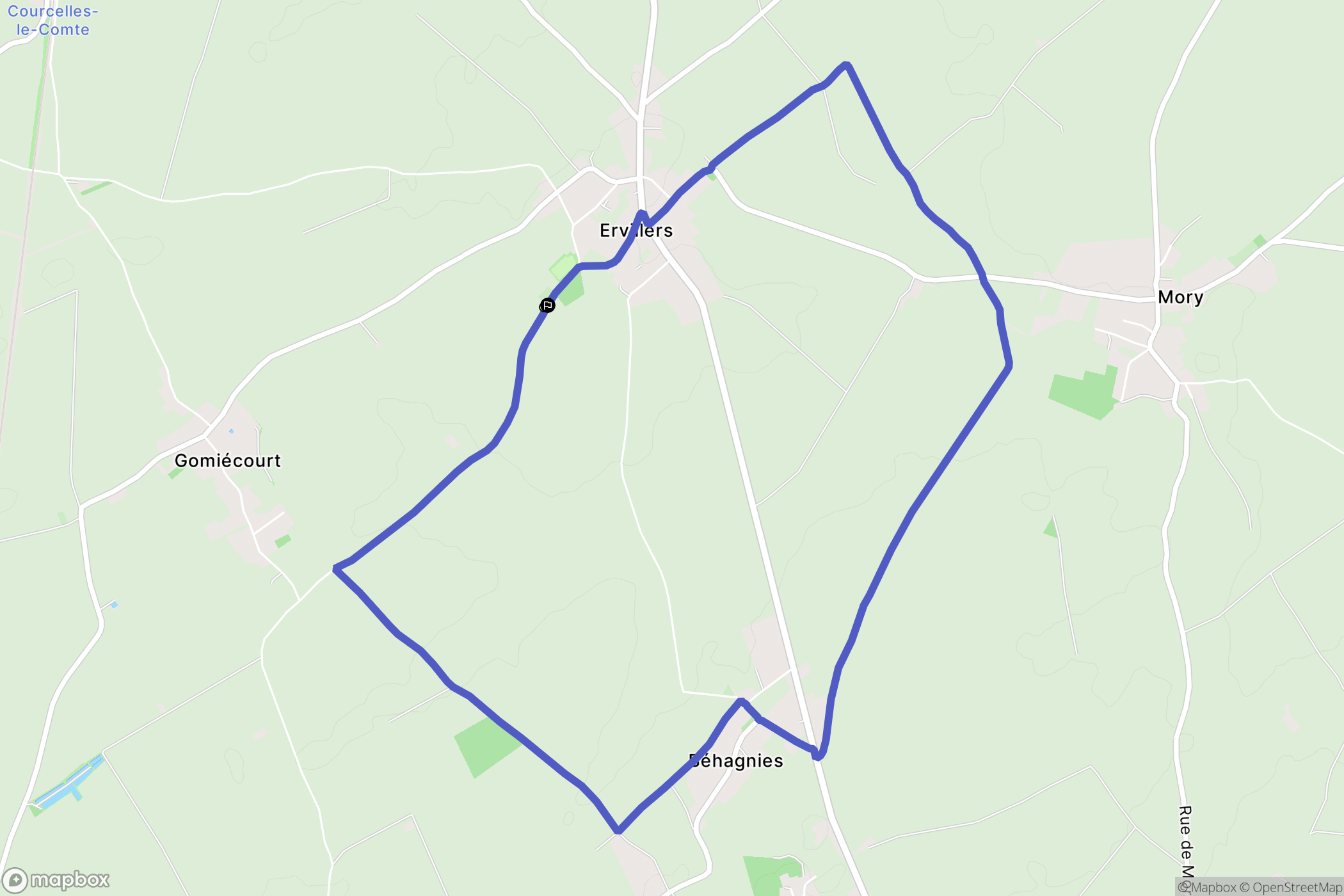 Ervillers : carte du parcours de randonnée - France