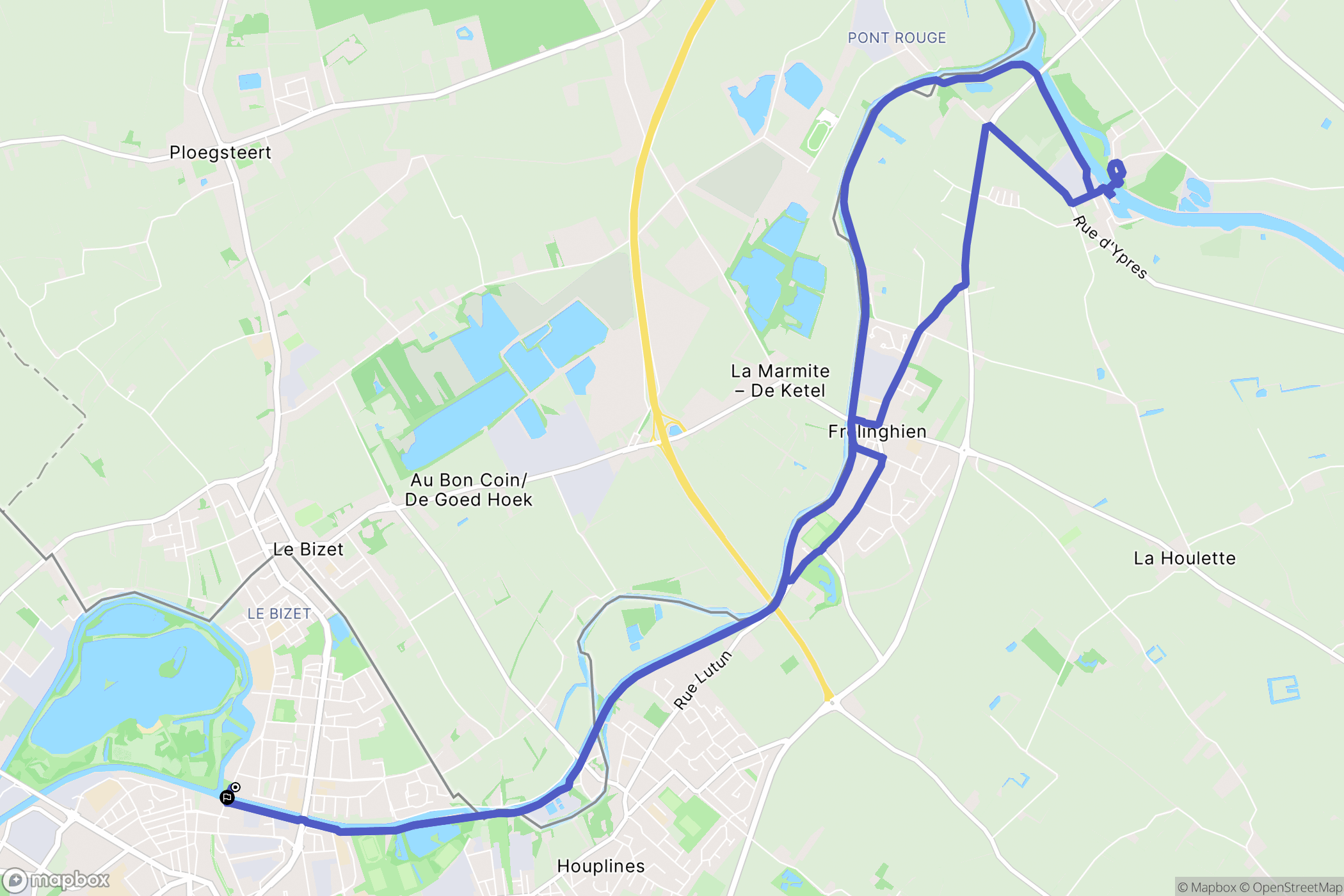 Armentières : carte du parcours de randonnée - France