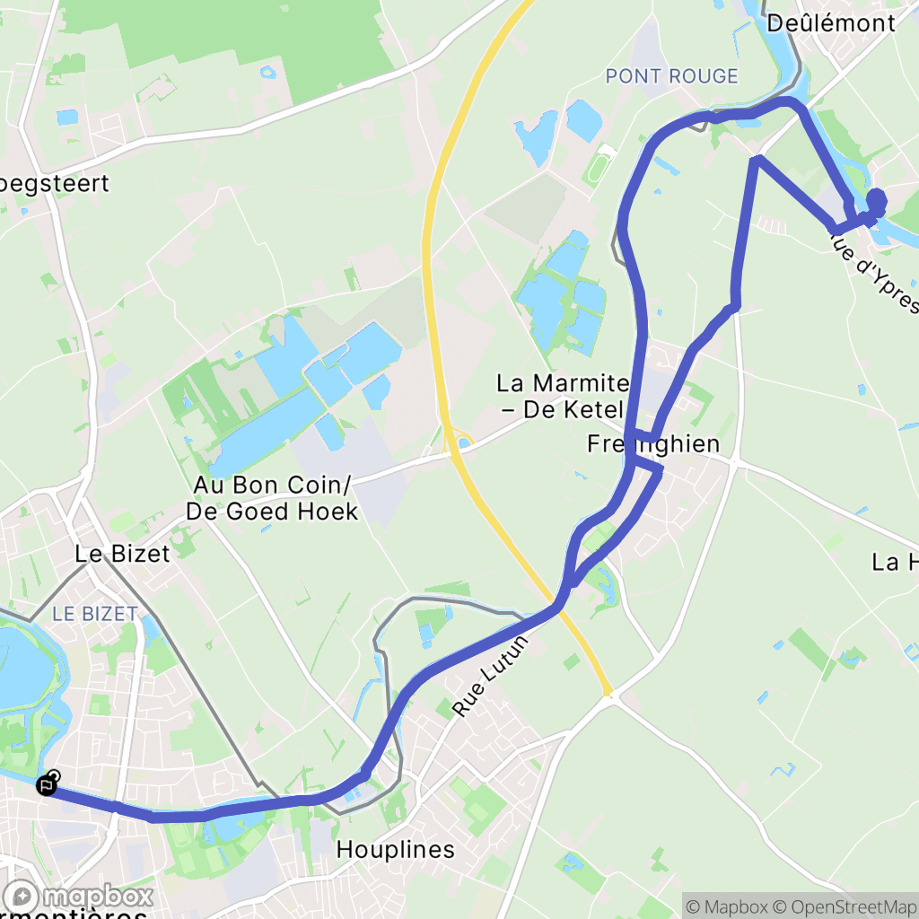 Armentières : carte du parcours de randonnée - France