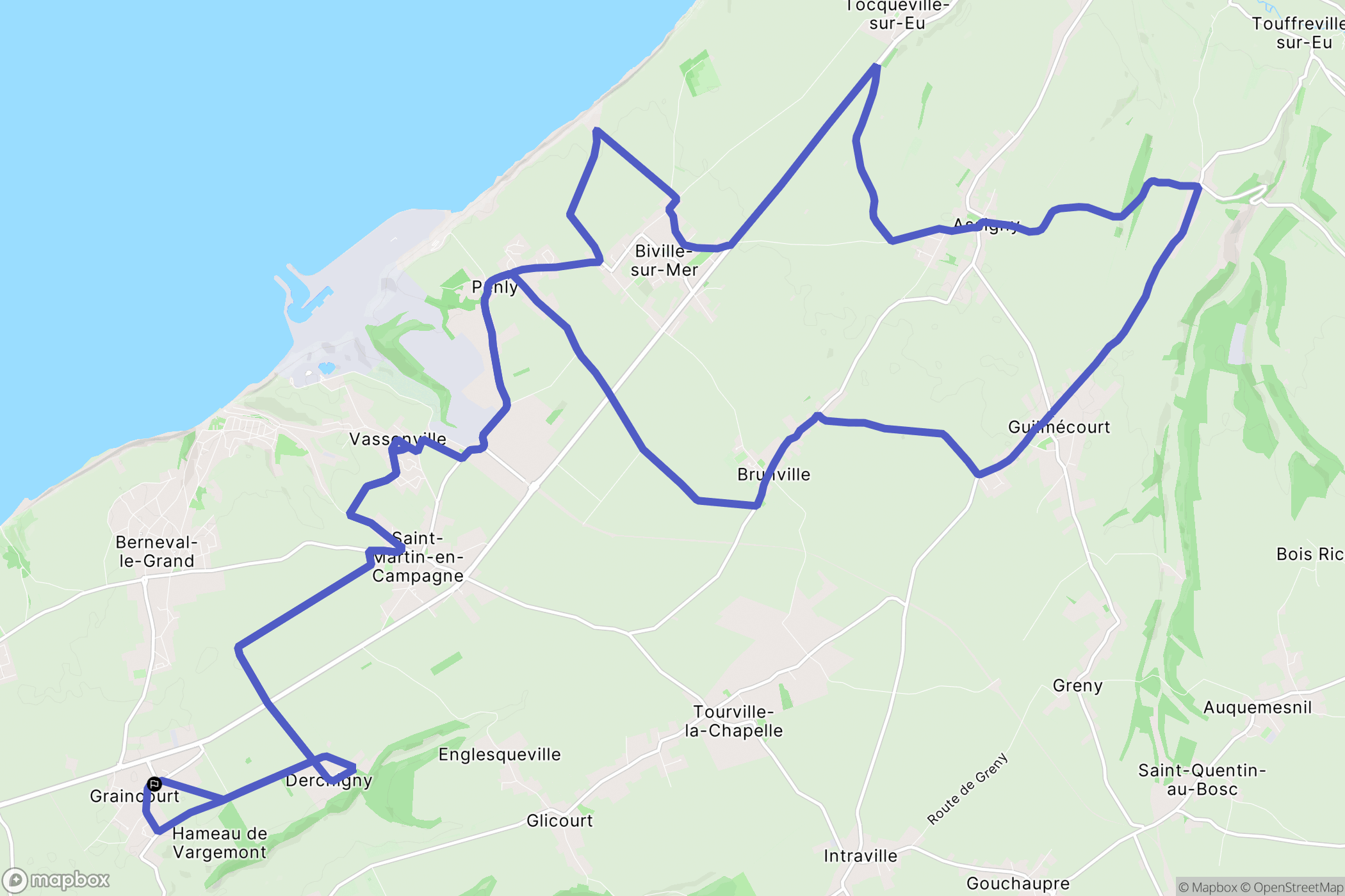 Petit-Caux : carte du parcours de randonnée - France