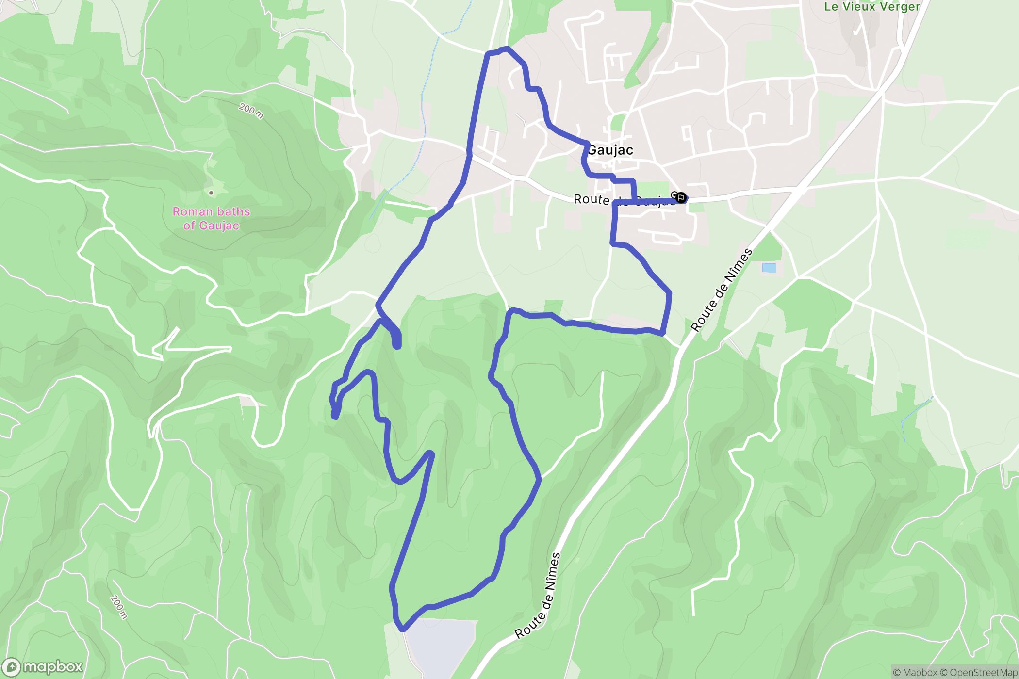 Gaujac : carte du parcours de randonnée - France