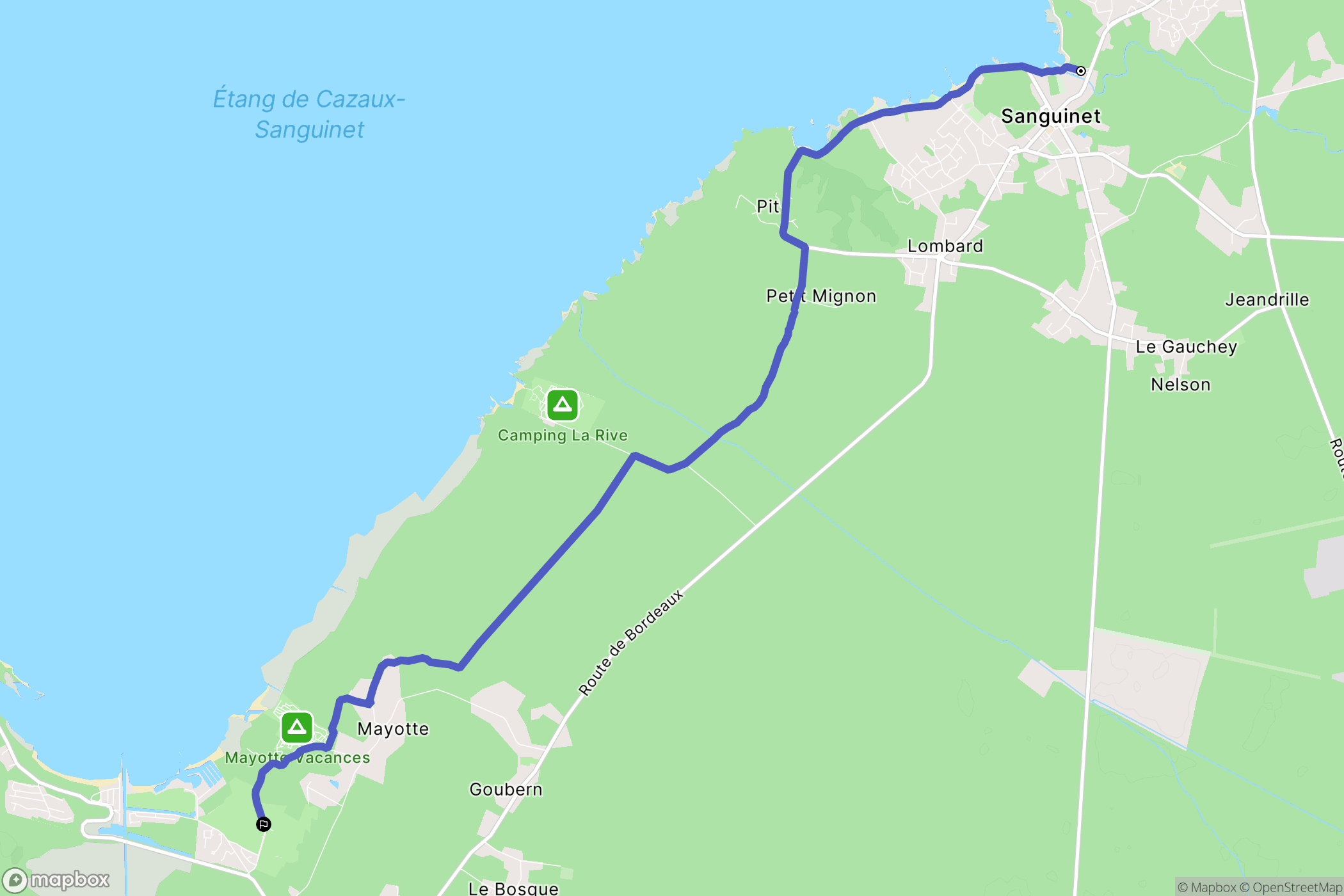 Sanguinet : carte du parcours de randonnée - France