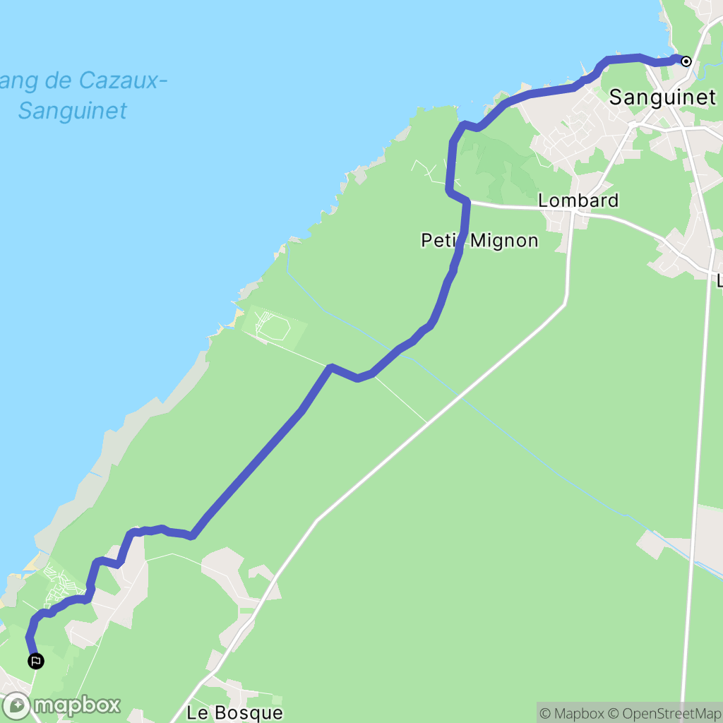 Sanguinet : carte du parcours de randonnée - France
