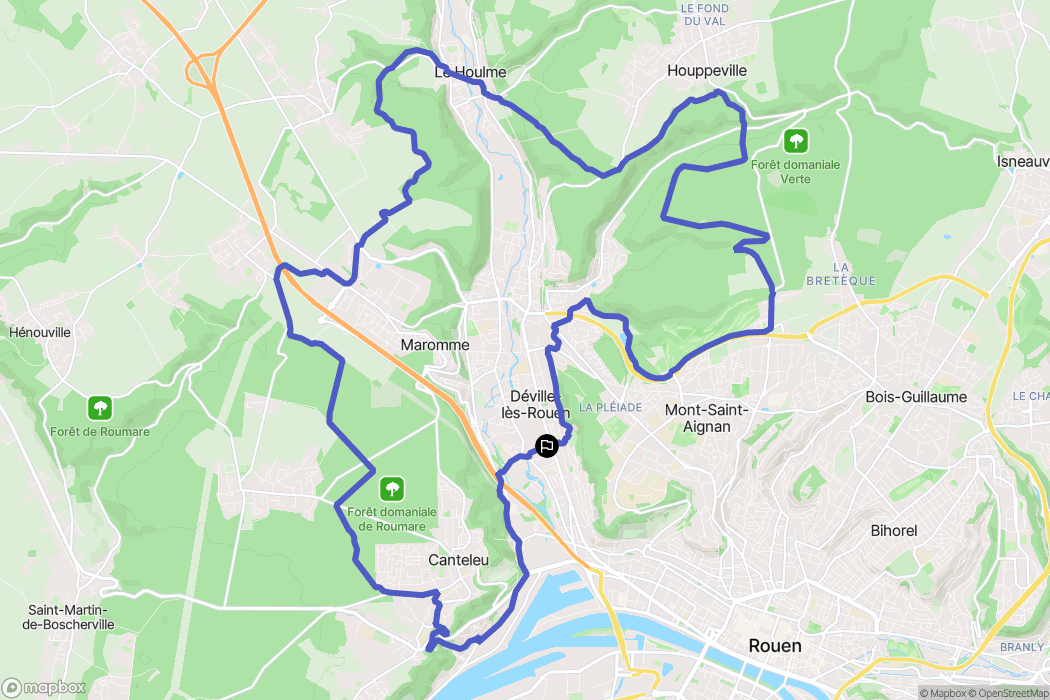 Déville-lès-Rouen : carte du parcours de randonnée - France
