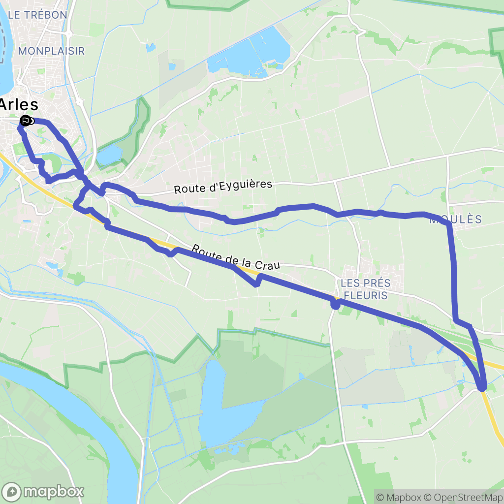 Arles : carte du parcours de randonnée - France