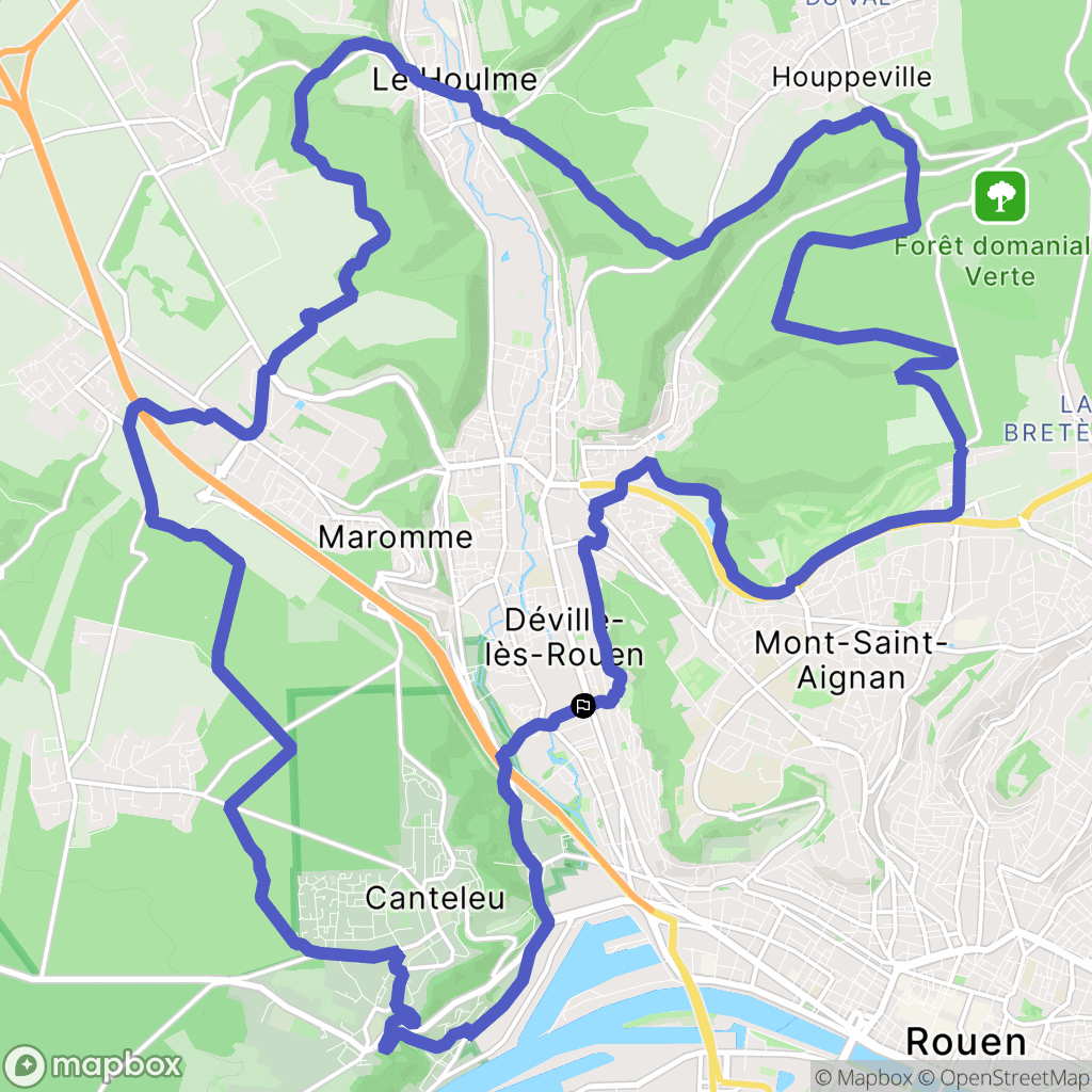 Déville-lès-Rouen : carte du parcours de randonnée - France