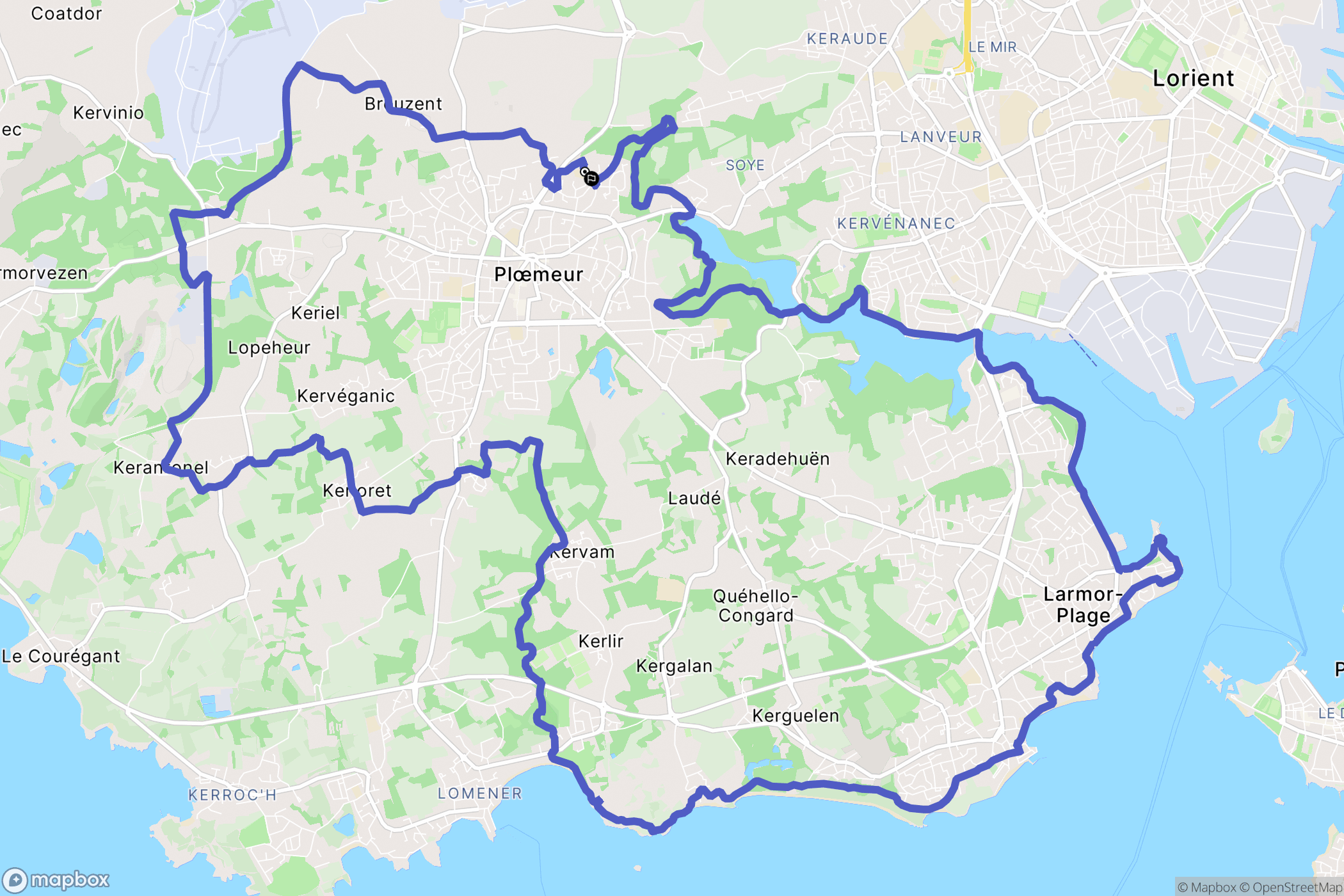 Ploemeur : carte du parcours de randonnée - France