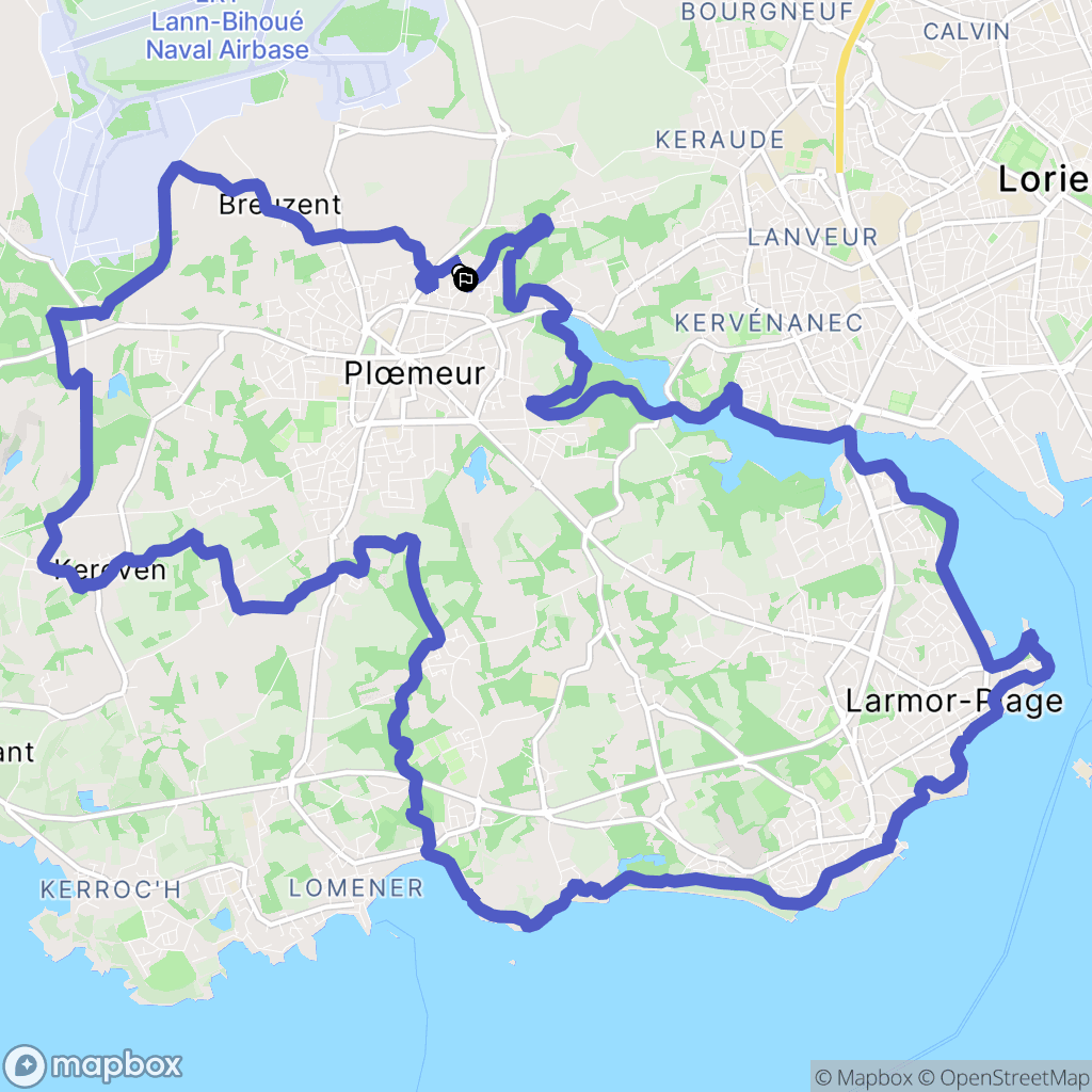 Ploemeur : carte du parcours de randonnée - France